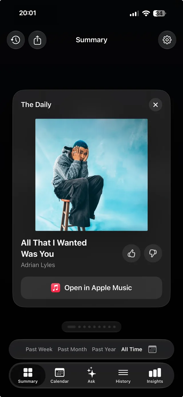 Played The Daily modal showing a recommended song